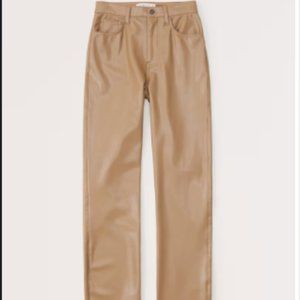 NWT Abercrombie Vegan Leather 90s Straight Pant - Brown/Tan